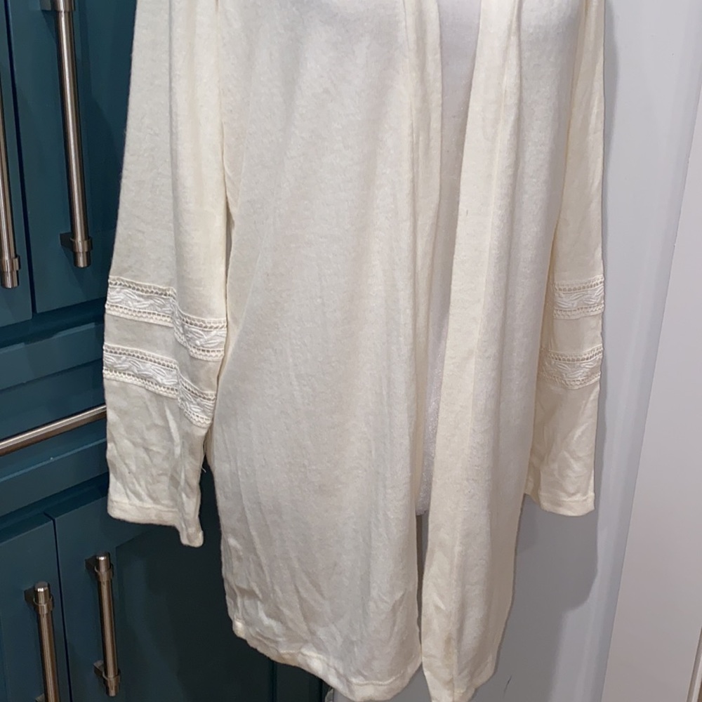 NWT BOBEAU Lace Marled Open Cardigan In Whisper White - Picture 4 of 8